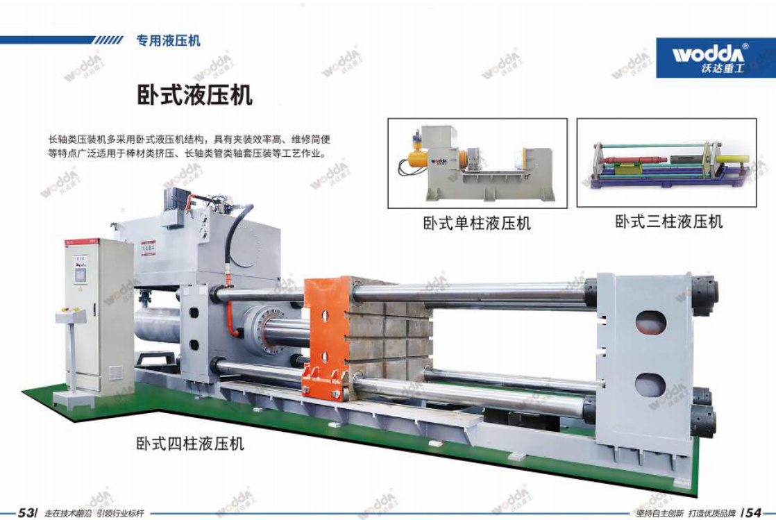 Woda Horizontal Hydraulic Press shown in the manufacturer product brochure